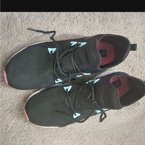 Black Sneakers with Pink and Blue Details